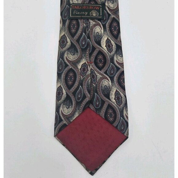 Tailors Row Finery Mens Necktie Tie Silk Paisley Wide 4 X 59 in Brown Blue NWT - Picture 5 of 7